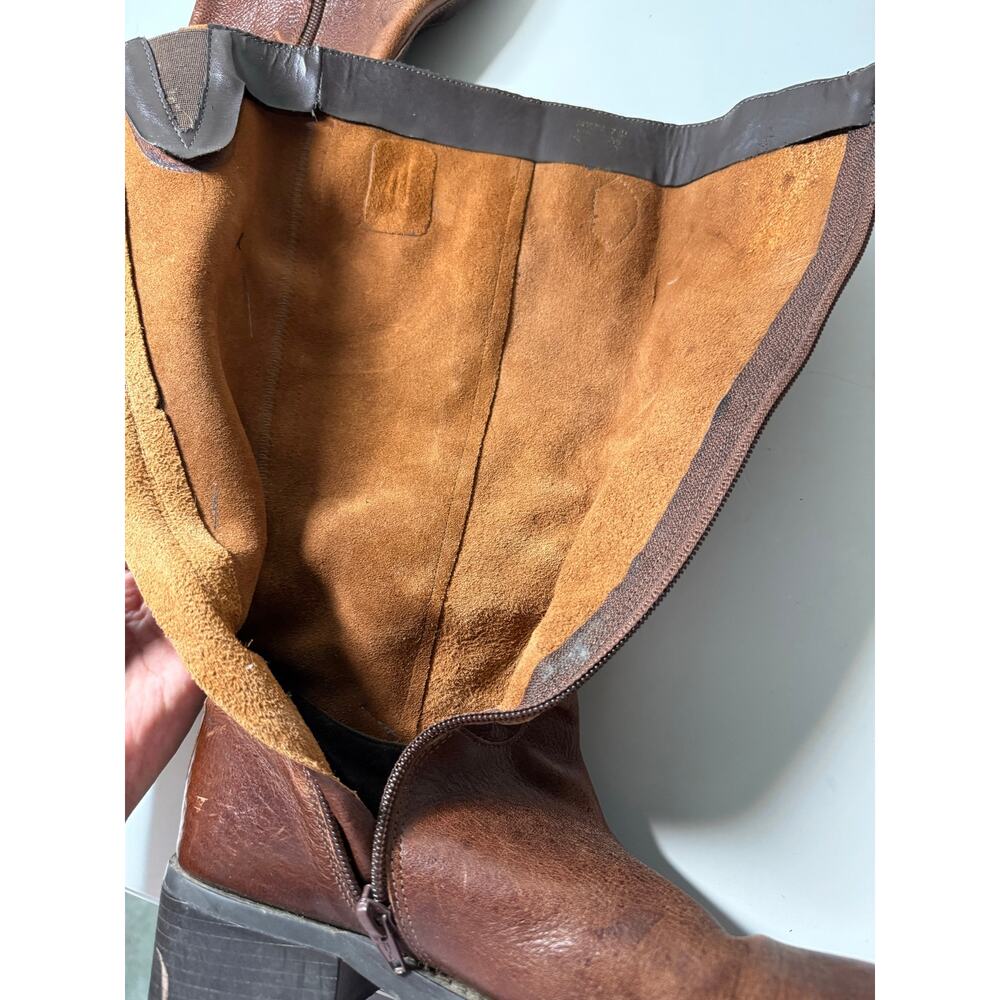 Vintage Brown Leather Tall Riding Boots Buckle Women’s 7.5 M - Picture 7 of 8